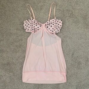 Lululemon Athletica Pink and Black Polka Dot Chemise